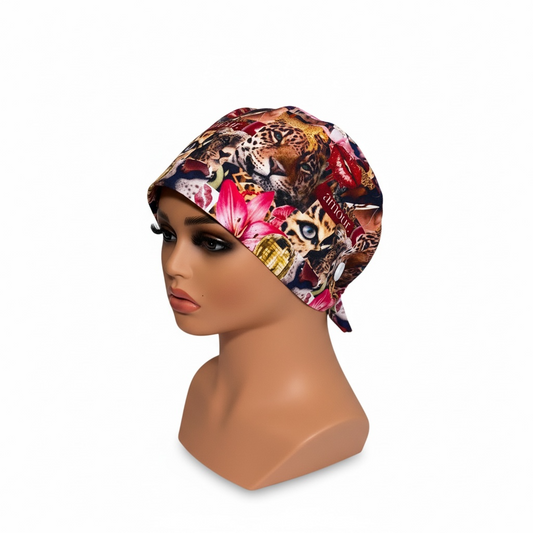 “Amour Jungle” Satin-Lined Scrub Cap