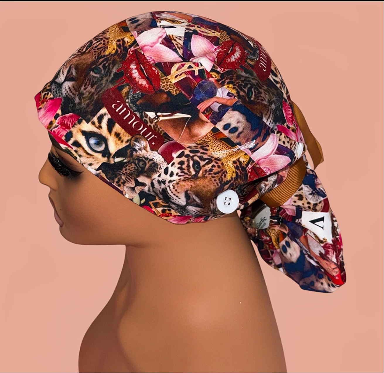 “Amour Jungle” Satin-Lined Scrub Cap