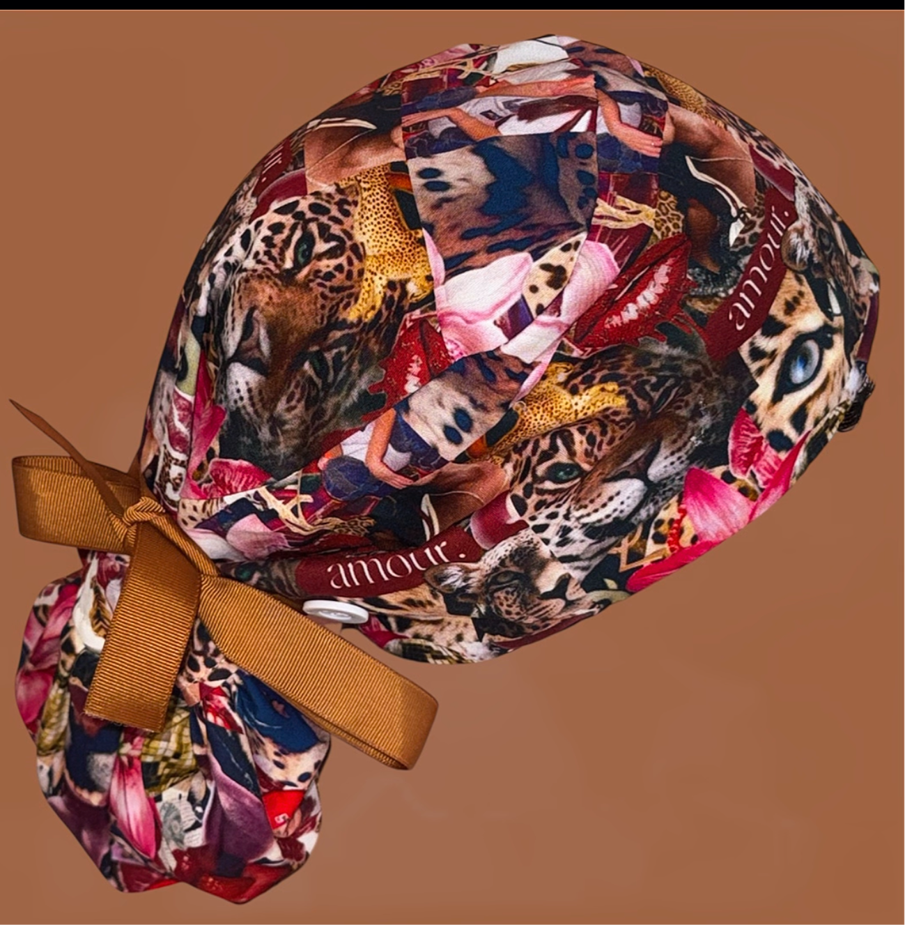 “Amour Jungle” Satin-Lined Scrub Cap