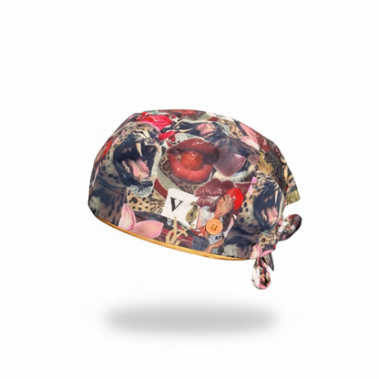 “Amour Jungle” Satin-Lined TIE - BACK Scrub Cap