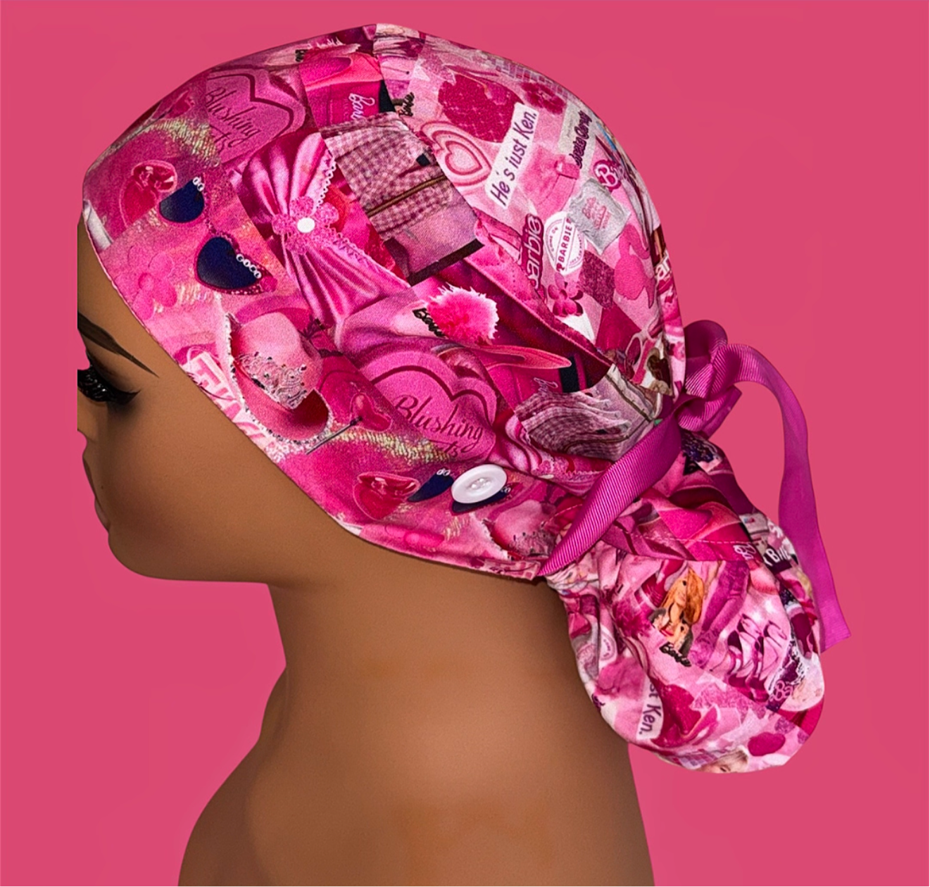 Ponytail Scrub Cap in Gloss Noir