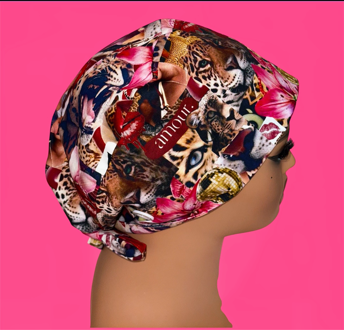 “Amour Jungle” Satin-Lined Scrub Cap