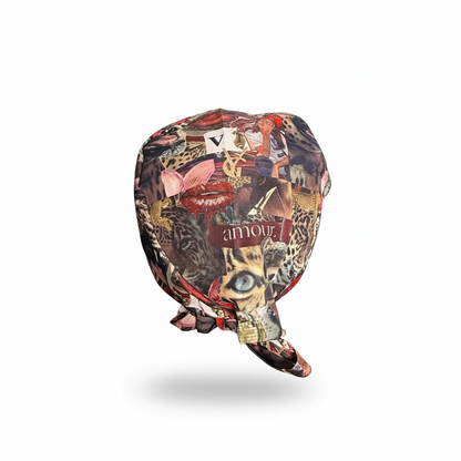 “Amour Jungle” Satin-Lined TIE - BACK Scrub Cap