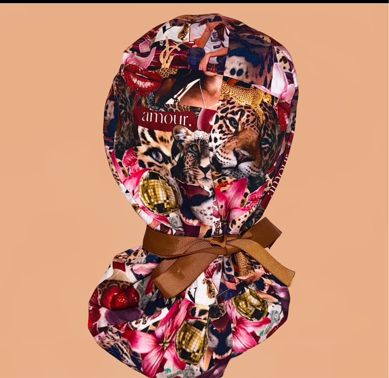 “Amour Jungle” Satin-Lined Scrub Cap