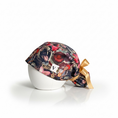 OOPS Amour Jungle” Satin-Lined PONYTAIL  Scrub Cap