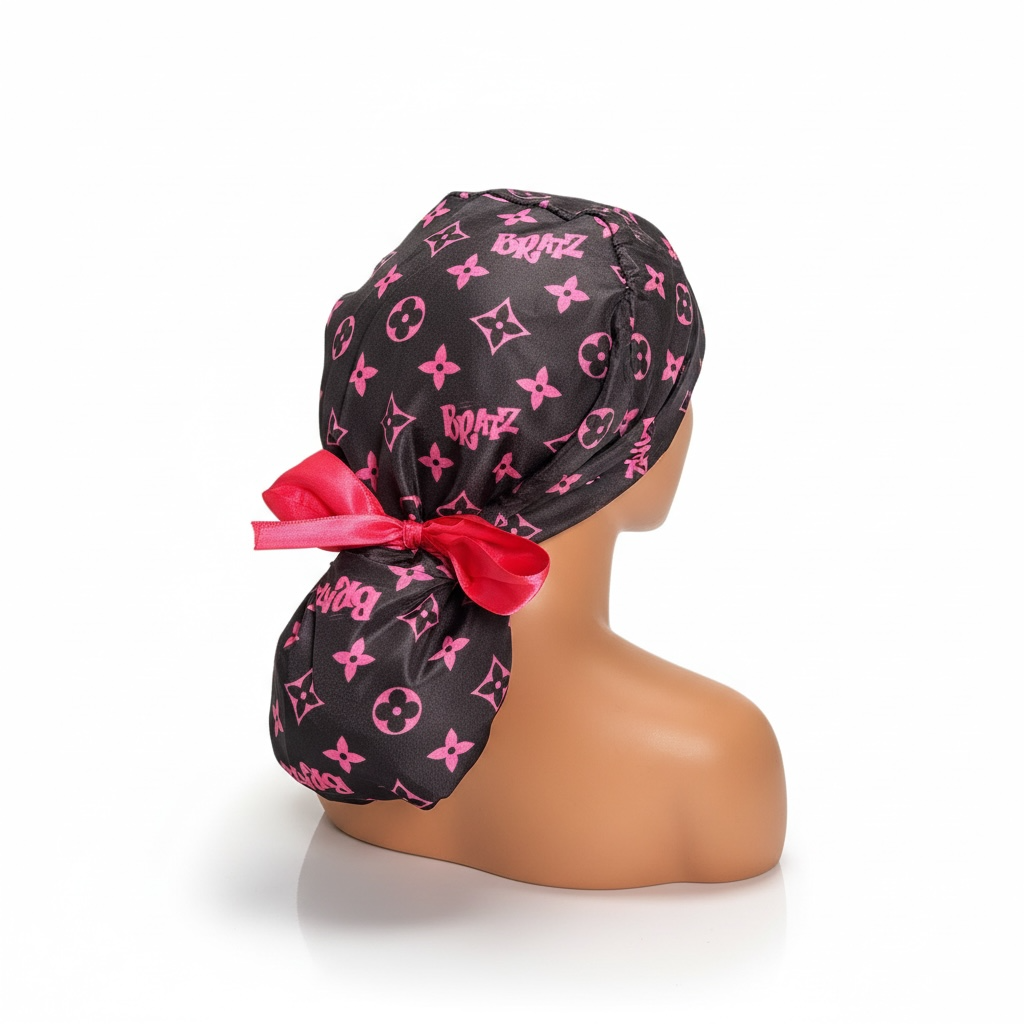 OOPS Pink Monogram Scrub Cap – Ponytail Style